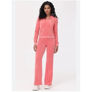 Juicy Couture Y2K Pink Velour Bling Sweat Pants and Sweater Set Size Large